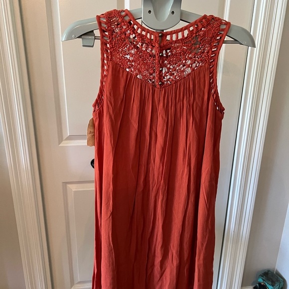 Altar'd State Coral Crochet Midi Dress NWT - Picture 2 of 7